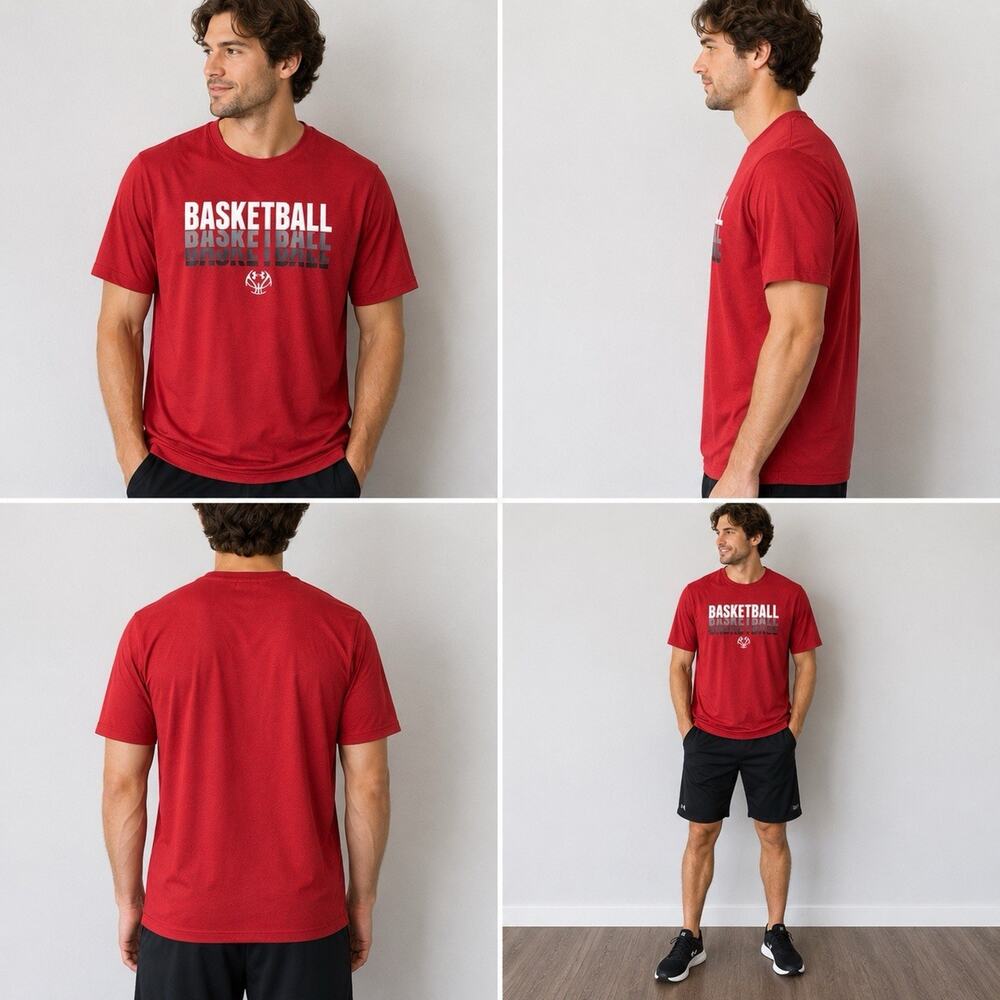 Under Armour HeatGear Basketball Graphic T-Shirt Red Men’s XL Loose Athletic